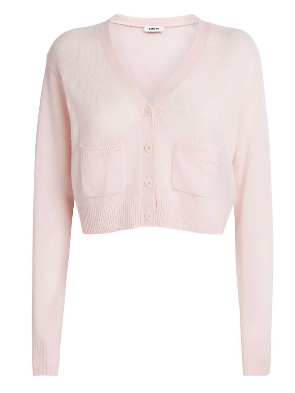 Sandro Cropped Cashmere Wool Cardigan